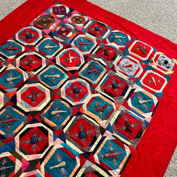 Handmade Chinese Quilt  Bai Jia Bei Patchwork The One hundred family 70 X 48 - Picture 8 of 8